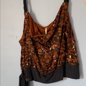 Sequins animal print tank top